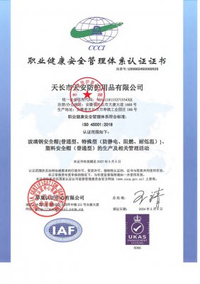 職業(yè)健康安全管理體系認(rèn)證證書